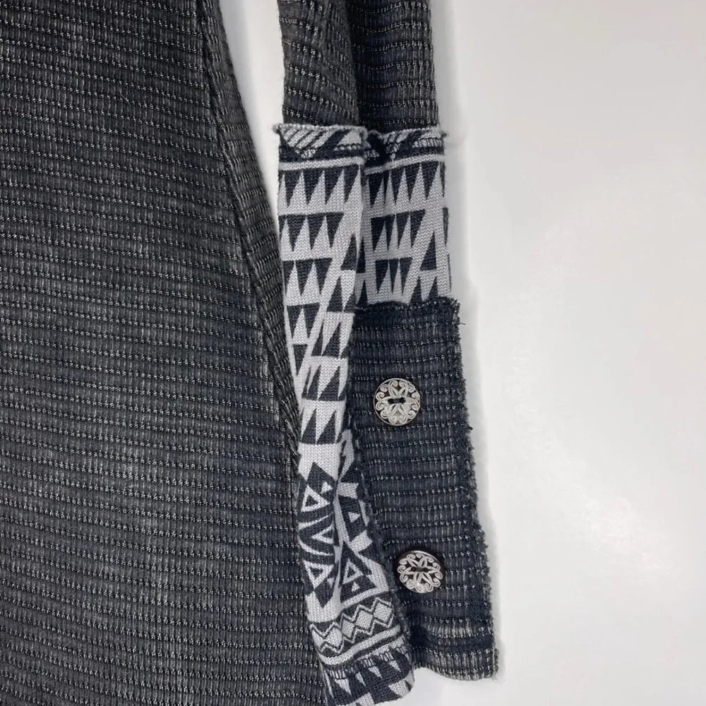 Able Dress M Gray Aztec Waffleknit Long Sleeve Stretch - Picture 3 of 10